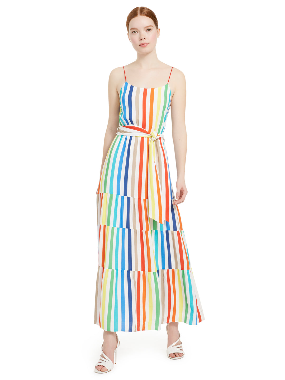 Alice + Blond Janan Spaghetti Midi Stri Rainbow Genius Dress – Peasant - Strap Olivia