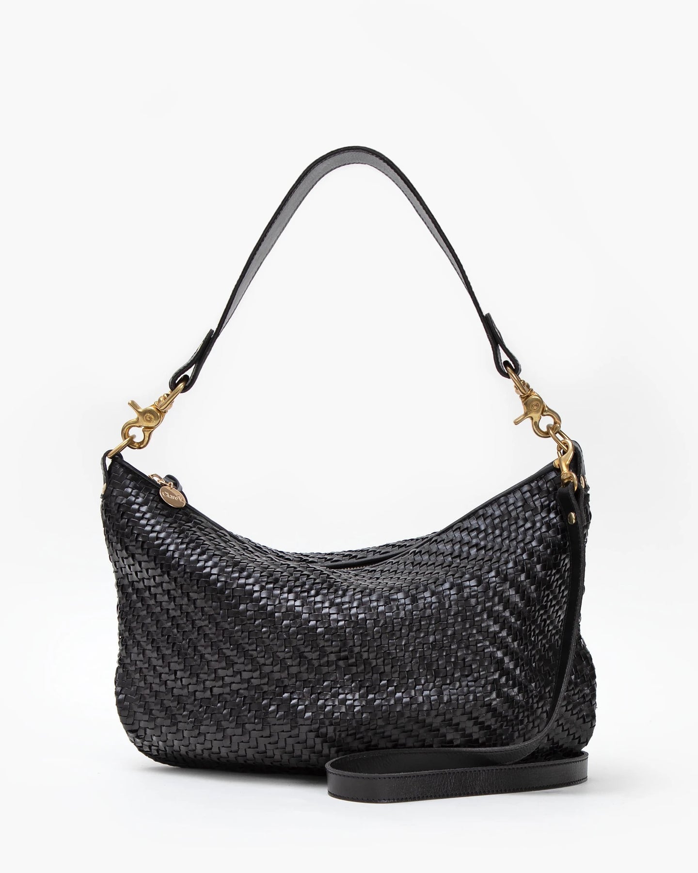 Clare V. Moyen Messenger Bag in Black/Natural Woven Checker