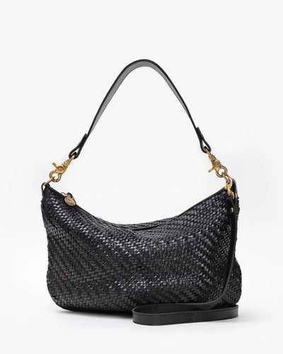 Clare V. Woven Zig-zag Midi Sac in Black