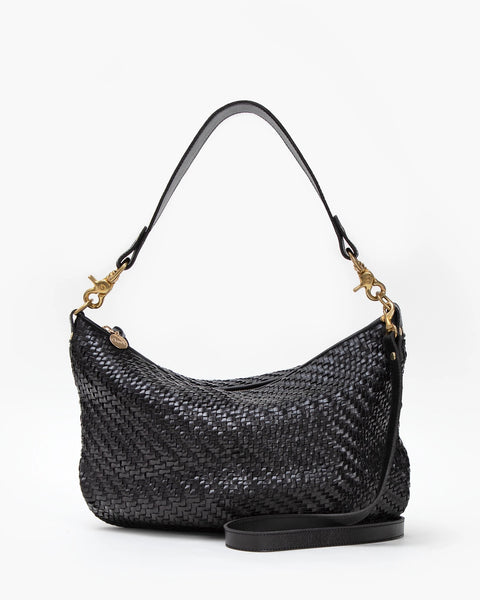 Clare Vivier Moyen Messenger in Evergreen Woven Zig Zag