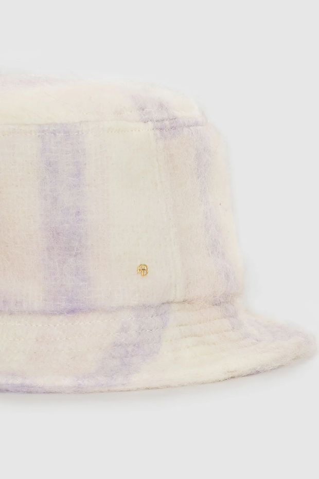 Anine Bing | Cami Bucket Hat - Lavender and Cream Check | XS