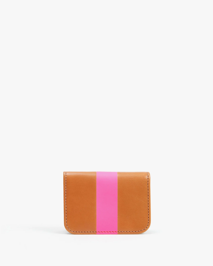 Clare V - Card Case in Natural w/ Pink Stripe