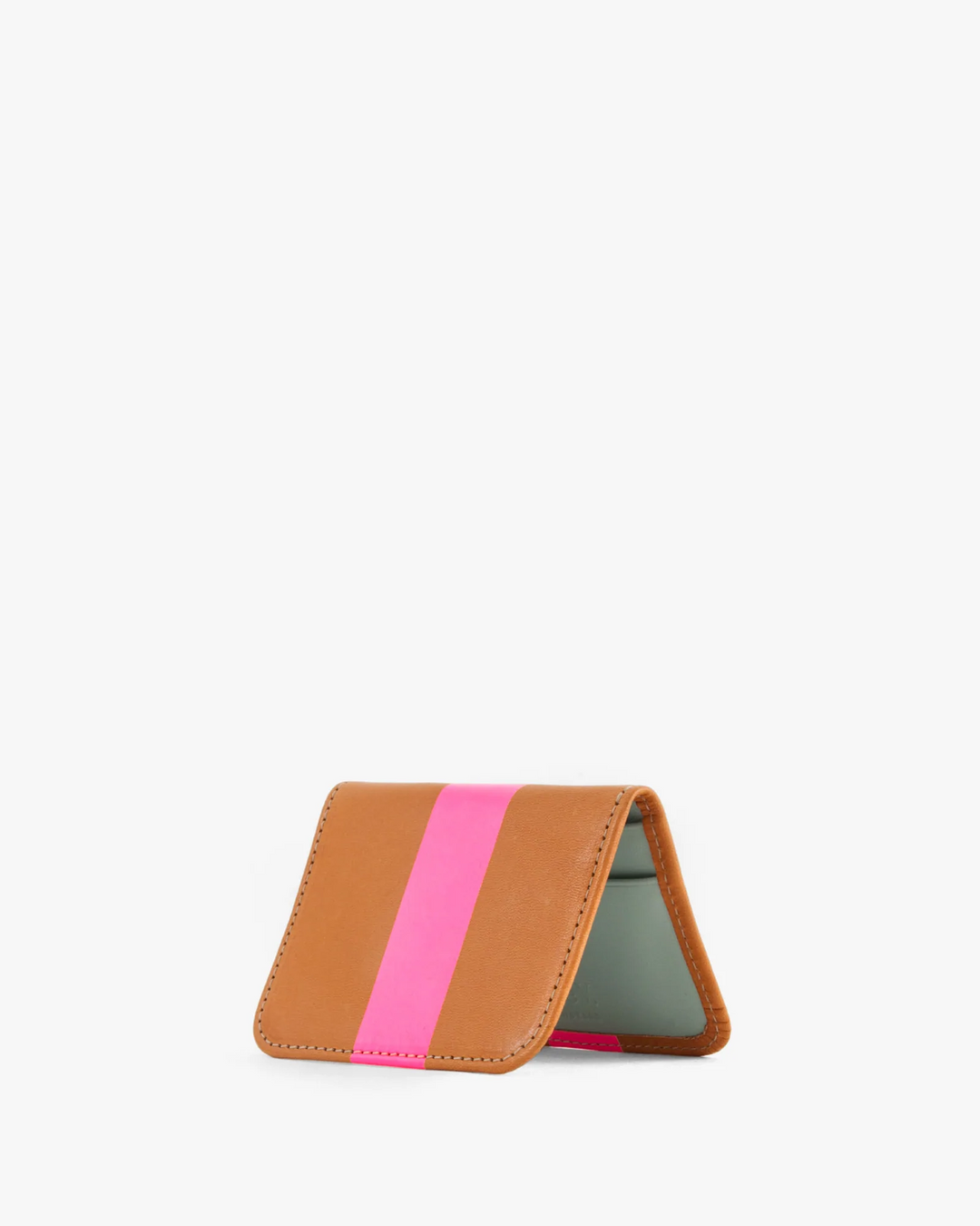 Clare V - Card Case in Natural w/ Pink Stripe