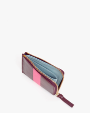 Clare V. Card Case - Natural Rustic/Neon Pink Stripe