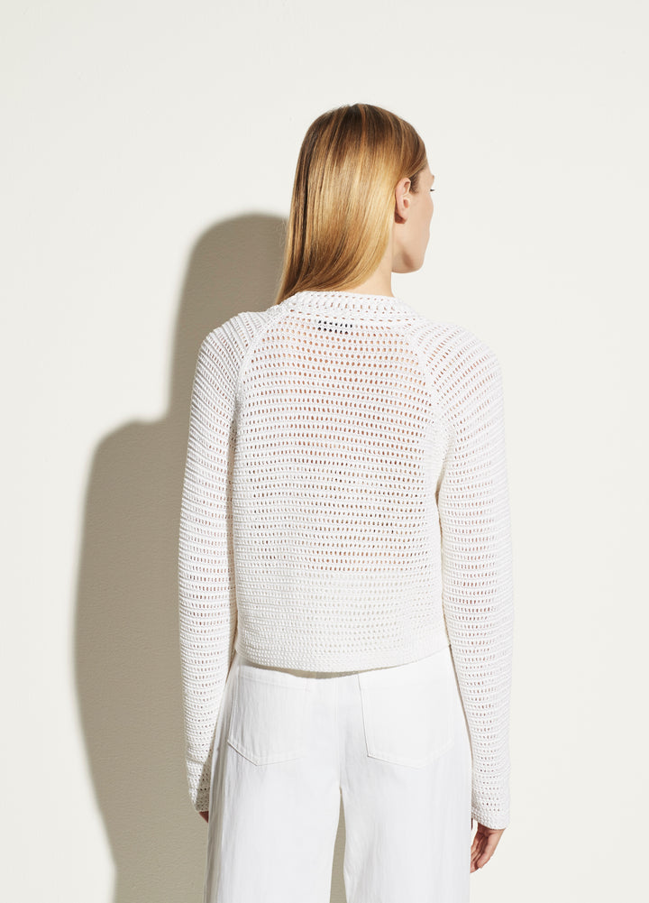 Vince - Crochet Cardigan in Optic White