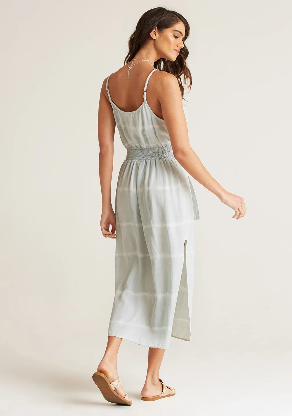 Bella Dahl Smocked Waist Maxi Dress in Desert Olive Blond Genius