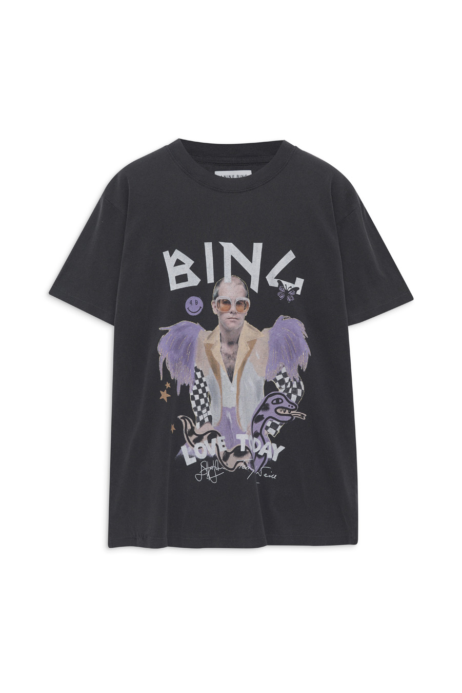 Anine Bing - Lili Tee AB x TO x iscreamcolour Elton John in Washed Bla ...