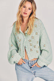 Love Shack Fancy - Emilie Cardigan in Pistachio | Blond Genius