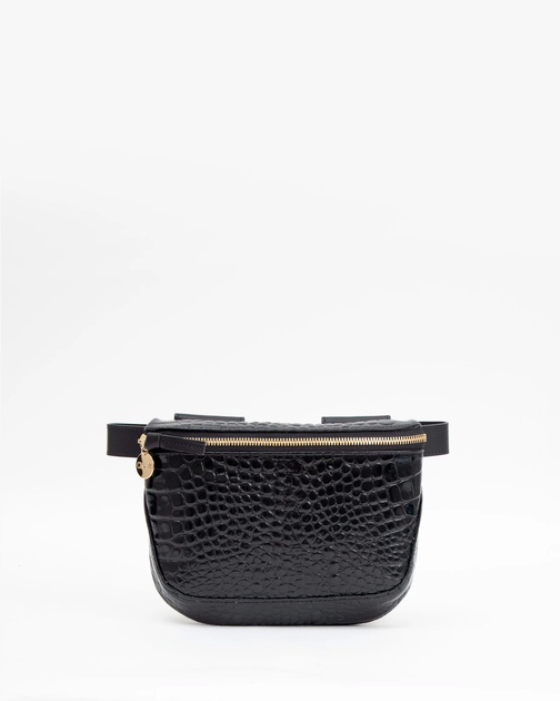 Black Croco Fanny Pack