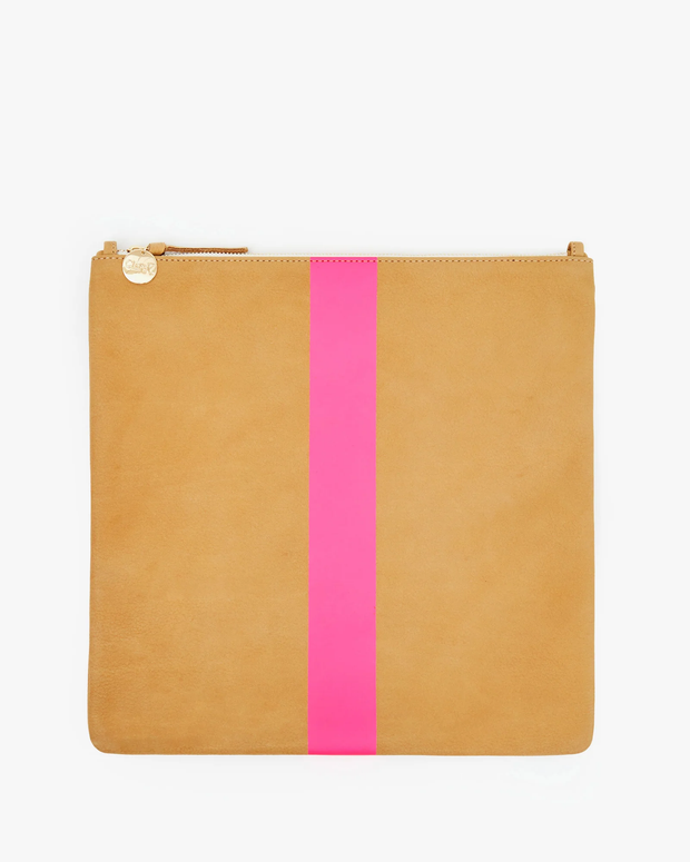 NWT! Clare V. Foldover Clutch with Tabs in Cat Suede Neon Orange