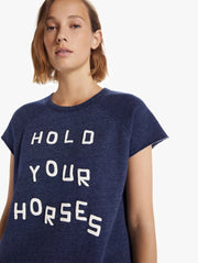 Mother - The S/S Cut Off Hugger Sweatshirt Tee in Hold Your Horses