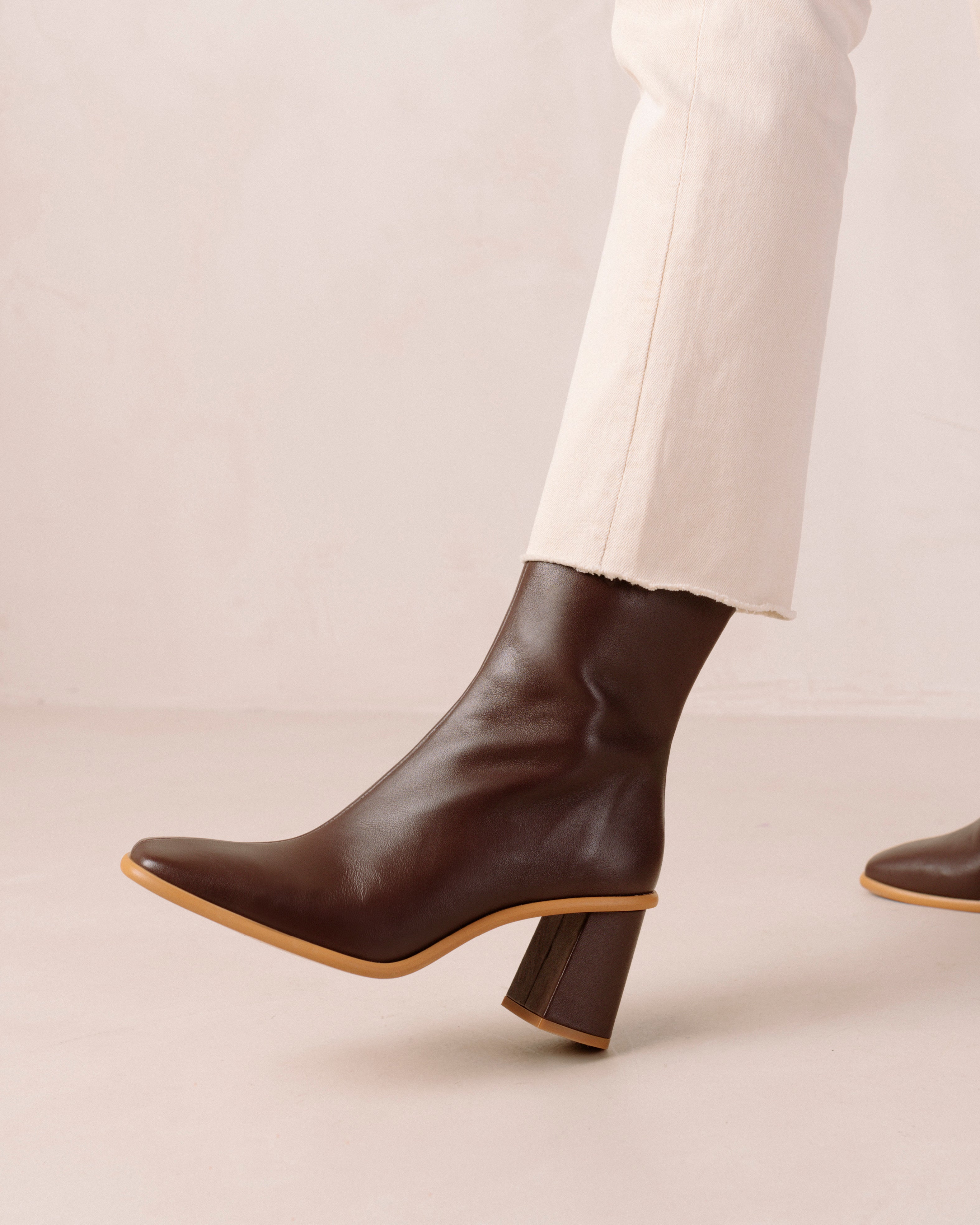 Alohas West Cape Brown Leather Ankle Boots in Coffee Brown