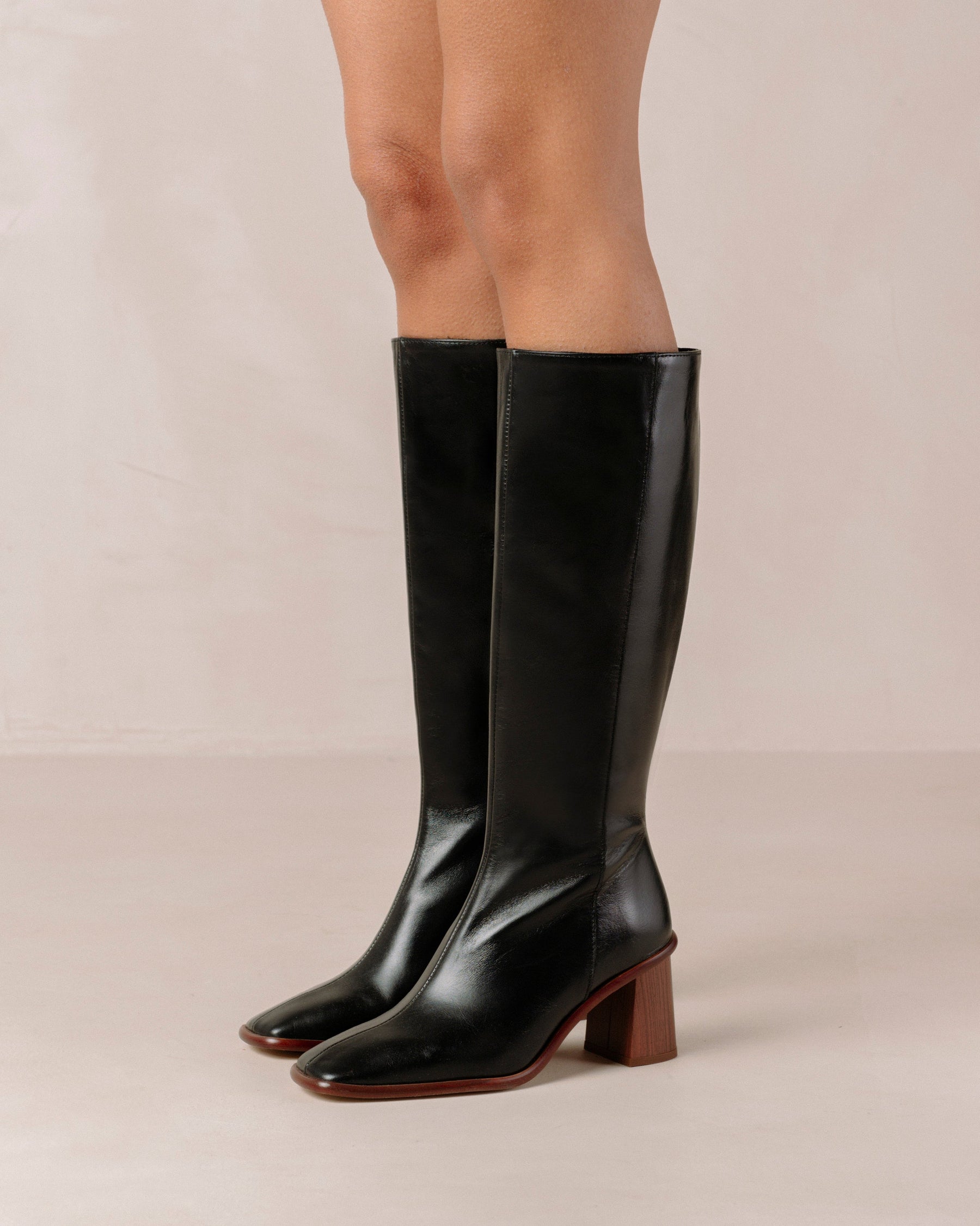 Alohas - East Black Leather Knee-High Boots – Blond Genius