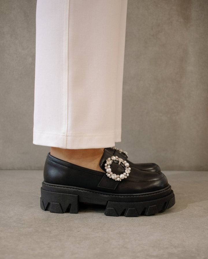 Alohas - Trailblazer Crystal Black Chunky Leather Loafers