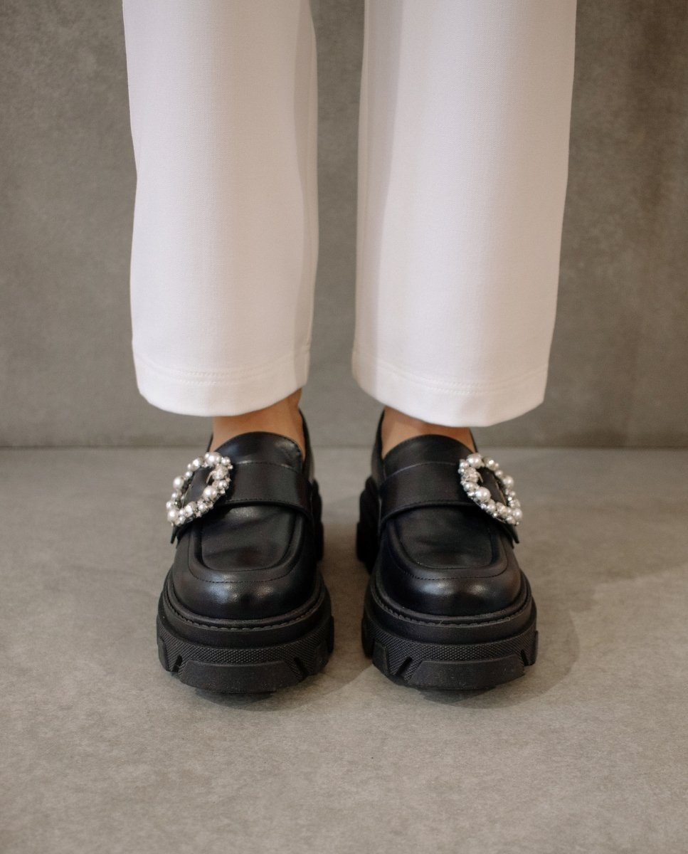 Alohas - Trailblazer Crystal Black Chunky Leather Loafers