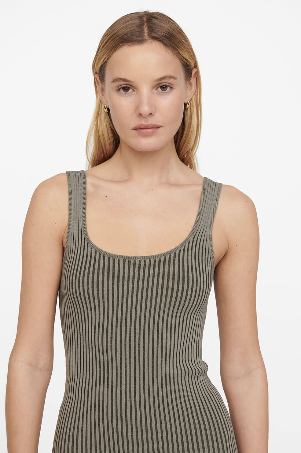 Anine Bing Josie Tank in Green Khaki and Olive Blond Genius