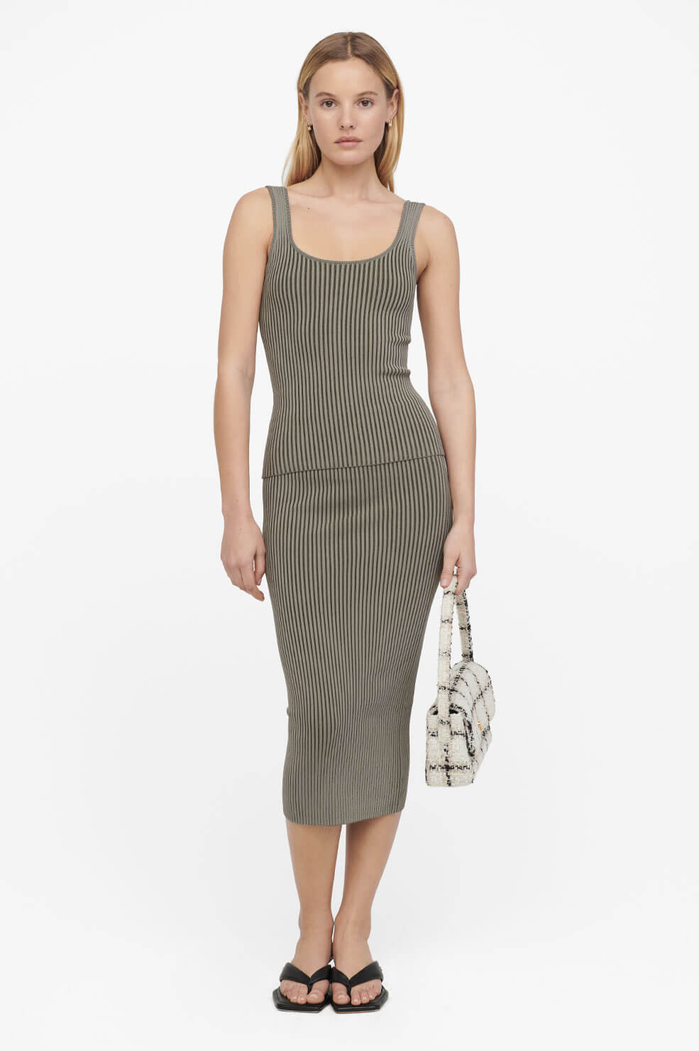 Anine Bing Josie Tank in Green Khaki and Olive Blond Genius