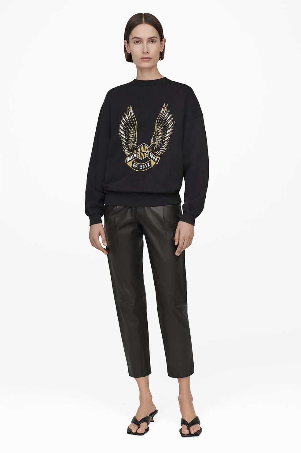 Anine Bing Kenny Sweatshirt Gold Wings in Black Blond Genius