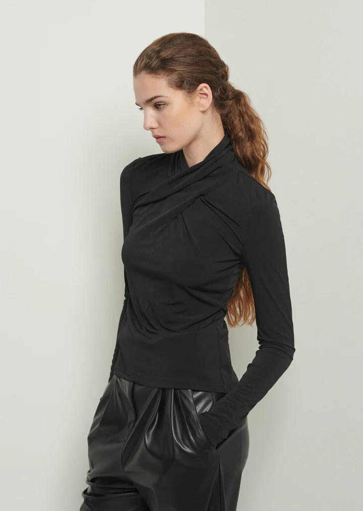 Derek Lam 10 Crosby - Krini L/S Twist-Neck Top In Black