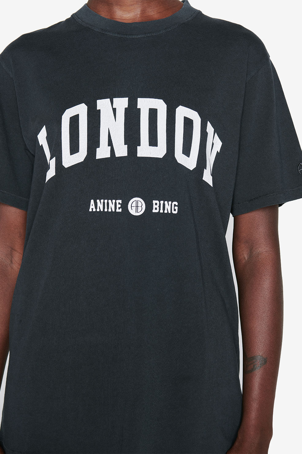 Anine Bing Lili Tee University London in Washed Black Blond Genius