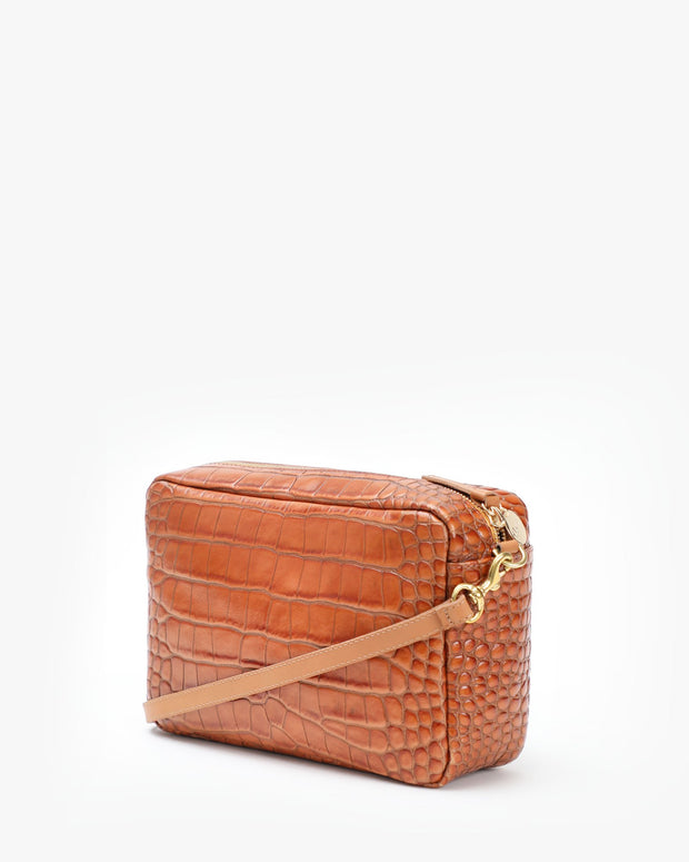 Clare V. Embossed Leather Printed Crossbody Bag - Neutrals