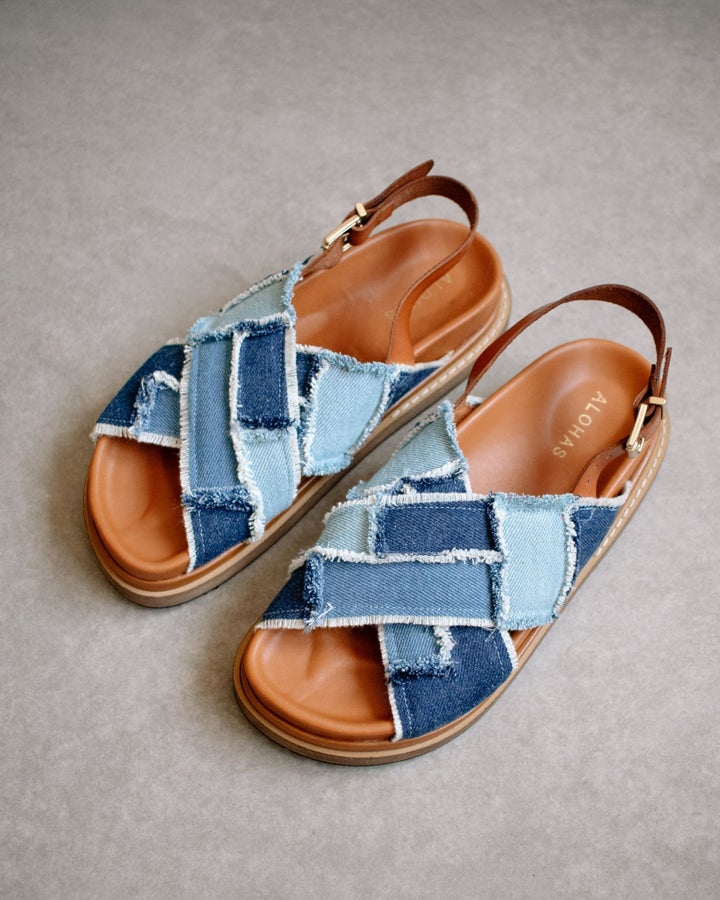 Alohas Marshmallow in Patchwork Denim Blue Blond Genius