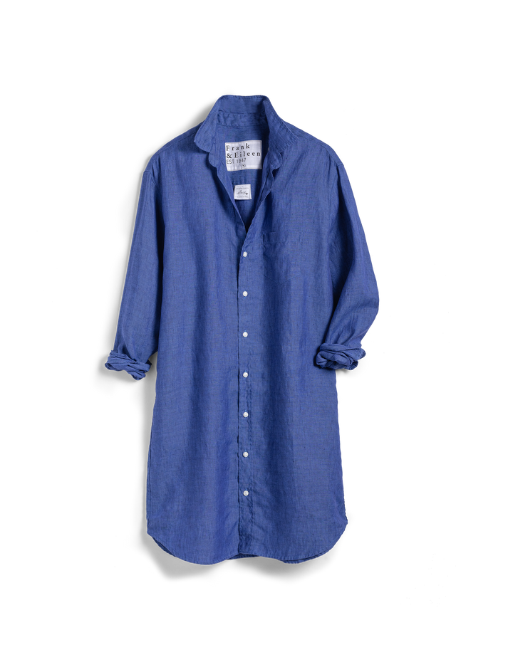 Frank & Eileen - Mary Woven Button Up Dress in Indigo Blue Linen