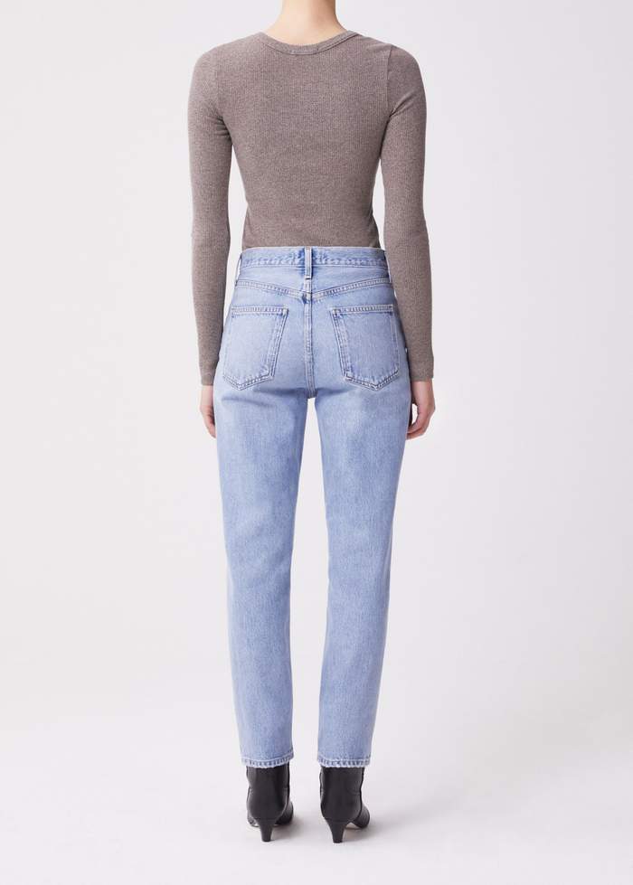 AGoldE Maya Scoop Neck Rib Knit Top in Granola Heather