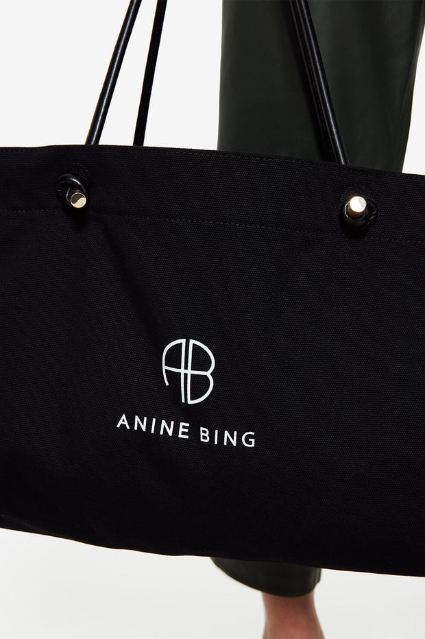 Anine Bing Medium Saffron Tote - Black on Garmentory