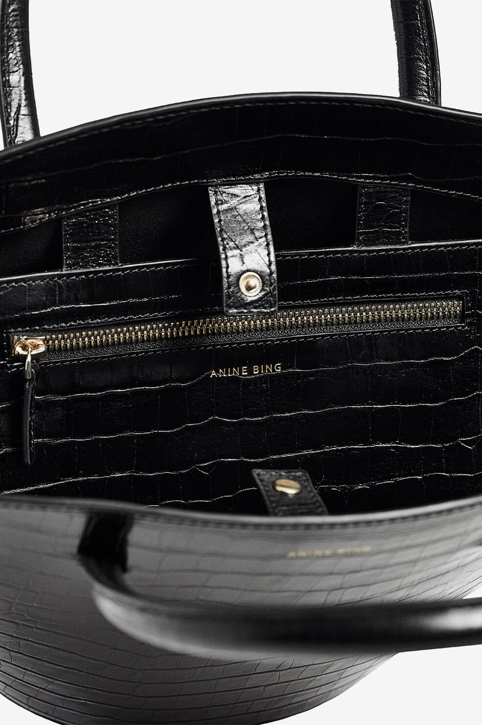 Anine Bing Mini Holland Bag in Black Croco Blond Genius