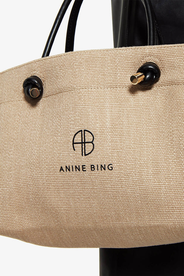 Anine Bing Leather-Trimmed Large Saffron Tote - Neutrals Totes