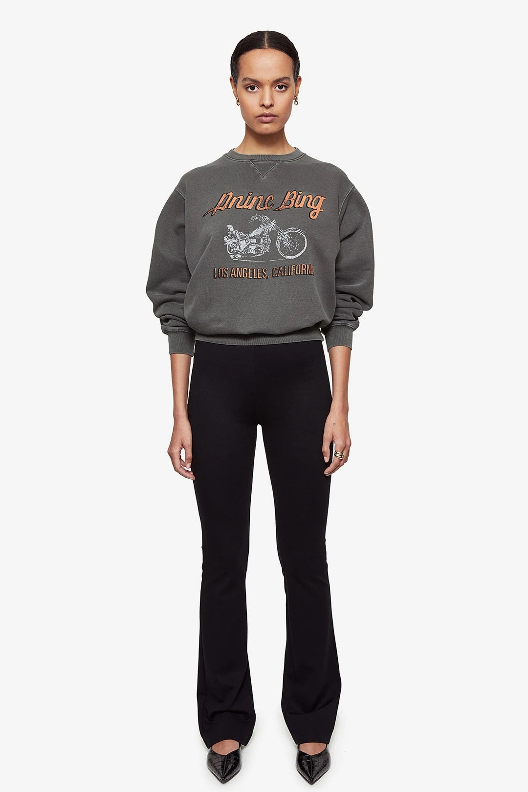 Anine Bing Ramona Sweatshirt Motorcycle in Black Blond Genius