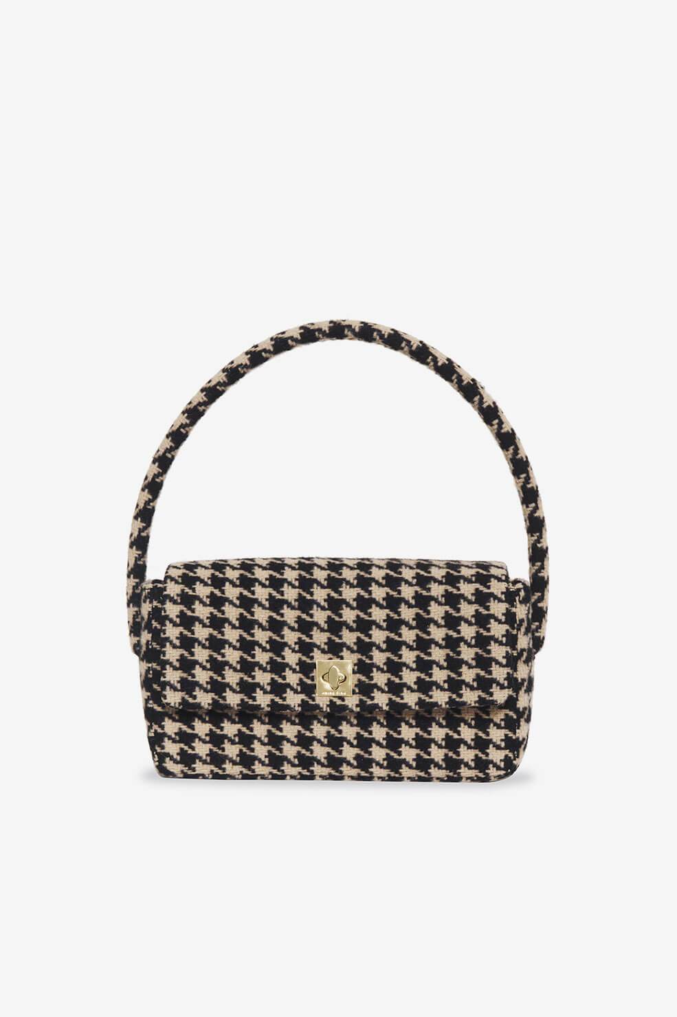 ANINE BING Nico Houndstooth logo-clasp Shoulder Bag - Farfetch