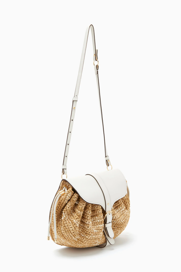 Ulla Johnson Paloma Ruched Raffia Crossbody Bag