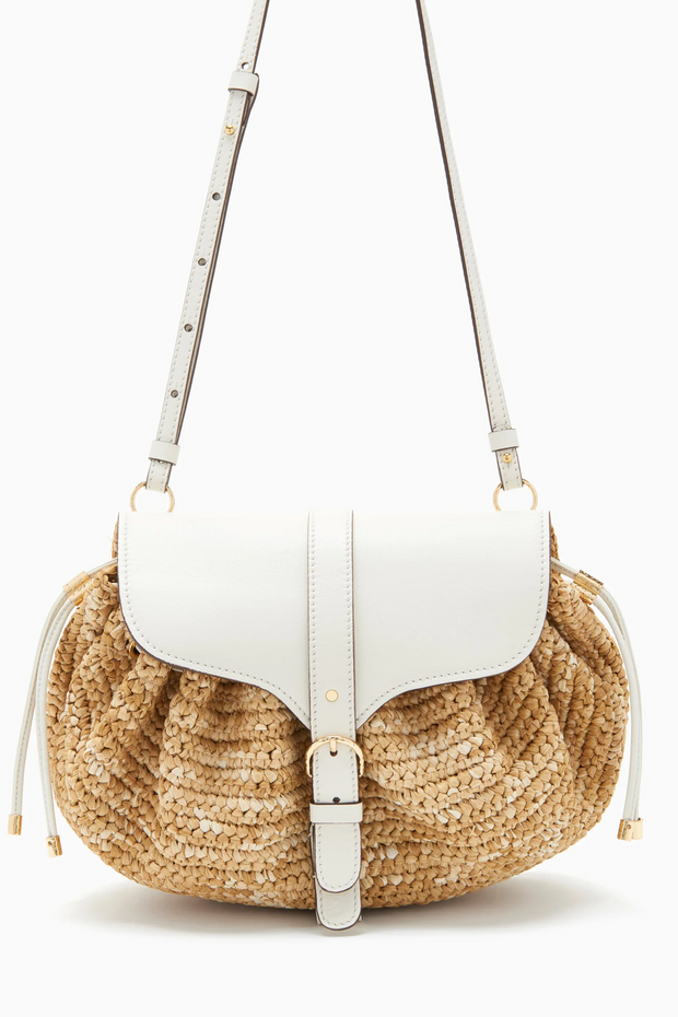 Ulla Johnson Paloma Ruched Raffia Crossbody Bag