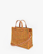 Clare V. - Simple Tote in Black w/ Pacific & Cherry Red Woven