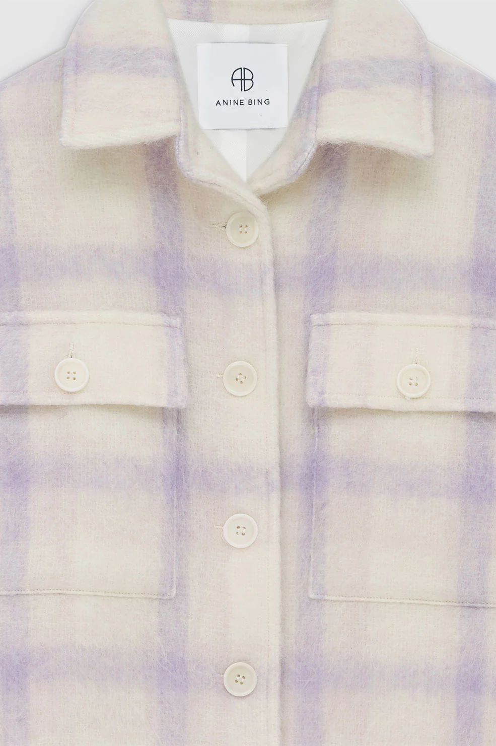 Anine Bing Phoebe Jacket in Lavender and Cream Check Blond Genius