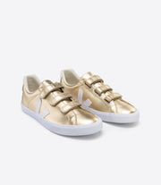 Veja 3-lock' Triple Velcro Strap Leather Sneakers in White