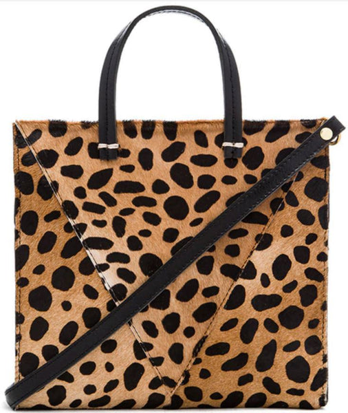Clare V Brown Simple Leopard Animal Print Suede Large Tote Bag Detachable  Strap