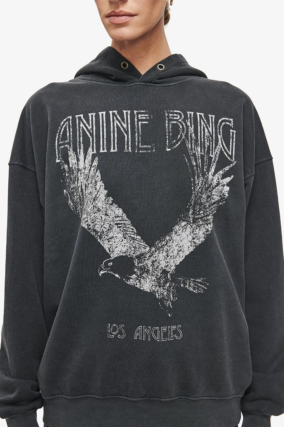 Anine Bing - Rowe Hoodie Eagle in Washed Black – Blond Genius