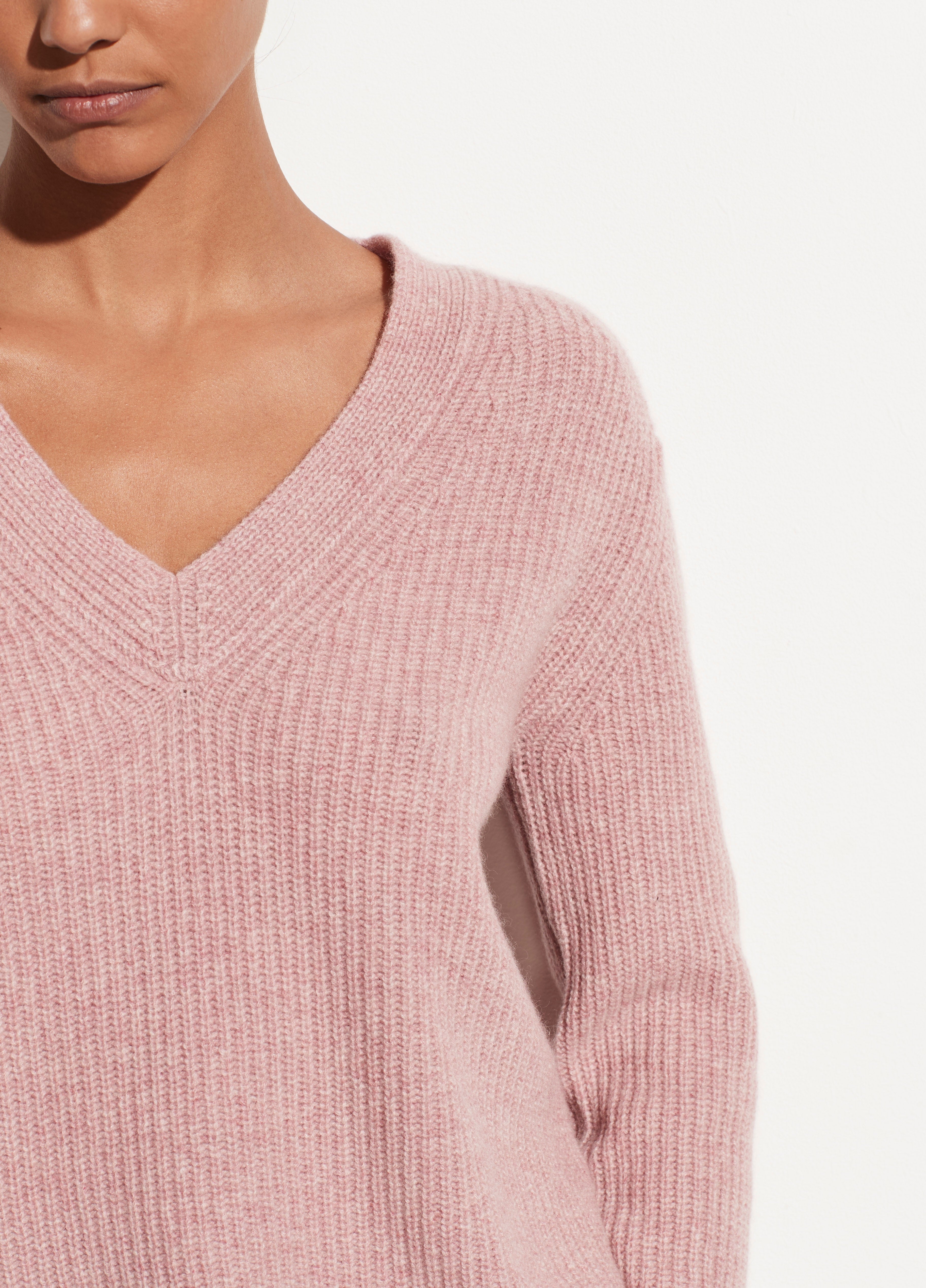 Vince popular v-neck shaker ribbed stitch cashmere sweater