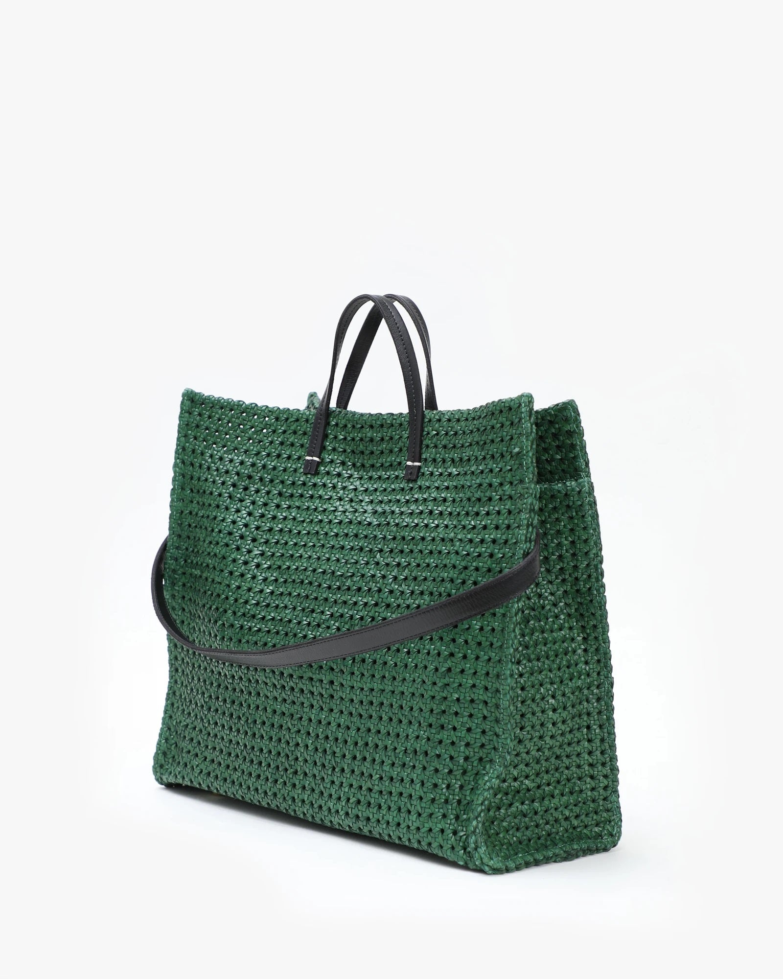 Clare V. Simple Tote in Evergreen Rattan Blond Genius