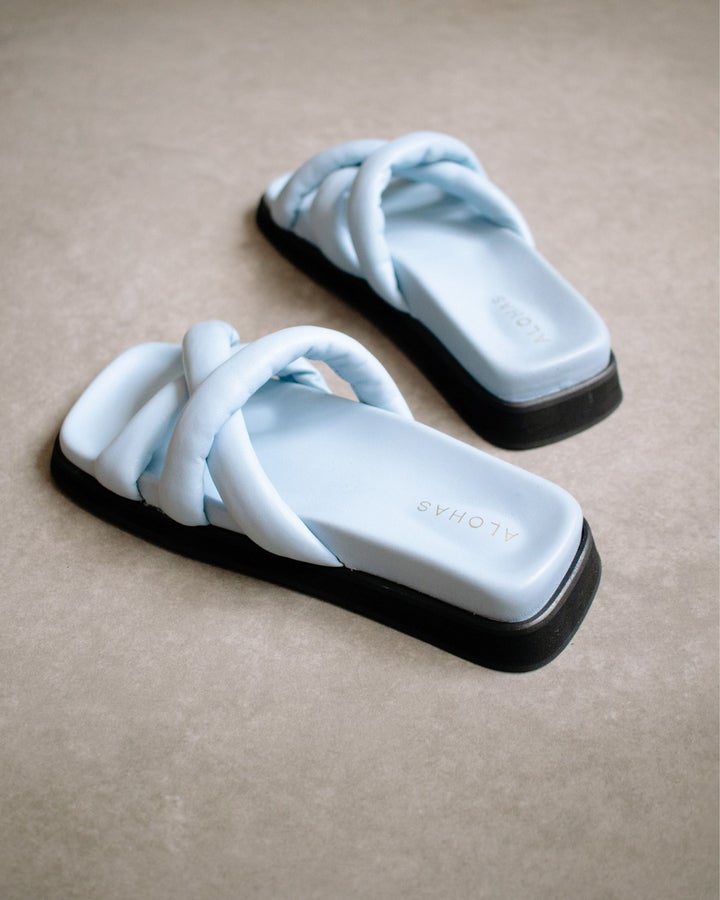 Alohas Slip on Cross in Baby Blue Blond Genius