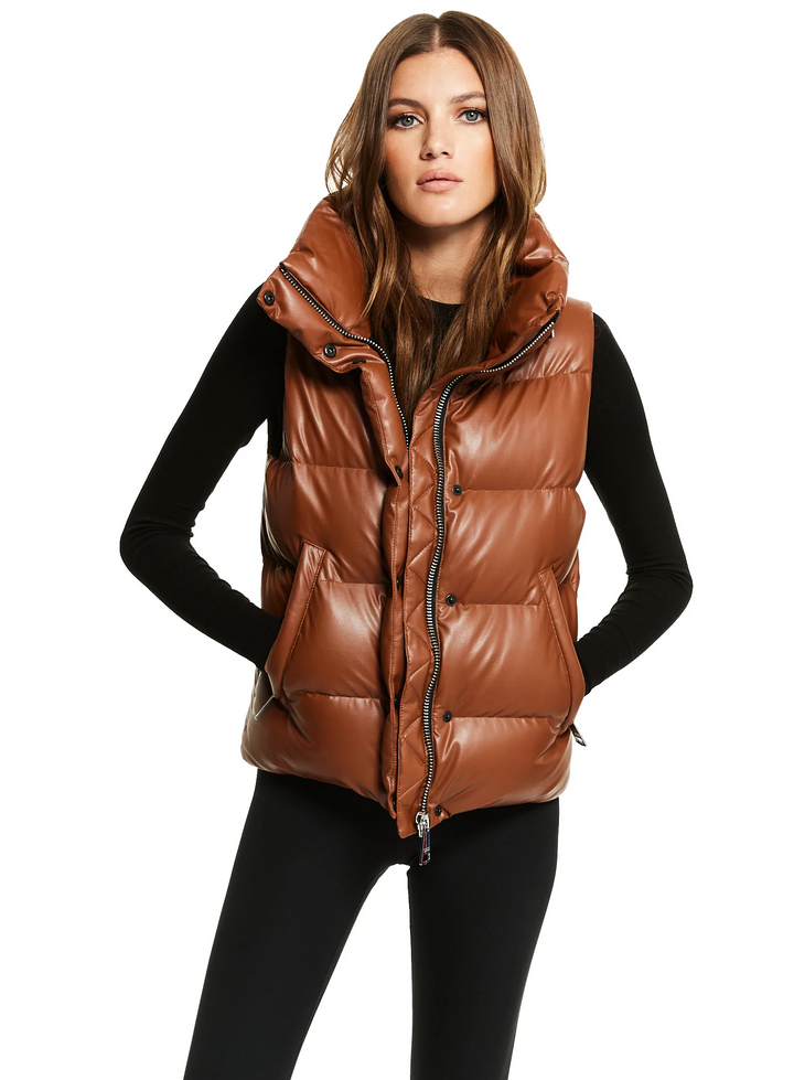 SAM - Vegan Leather Tracey Vest in Saddle