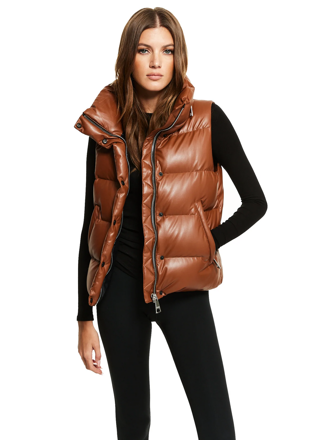 SAM - Vegan Leather Tracey Vest in Saddle