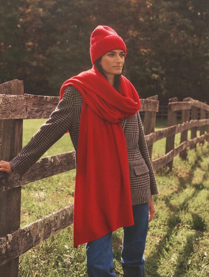 White + Warren - Cashmere Travel Wrap in Crimson