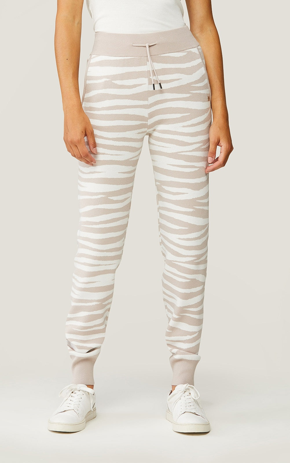 Soia & Kyo - Verona Zebra Print Joggers in Pearl-Off White