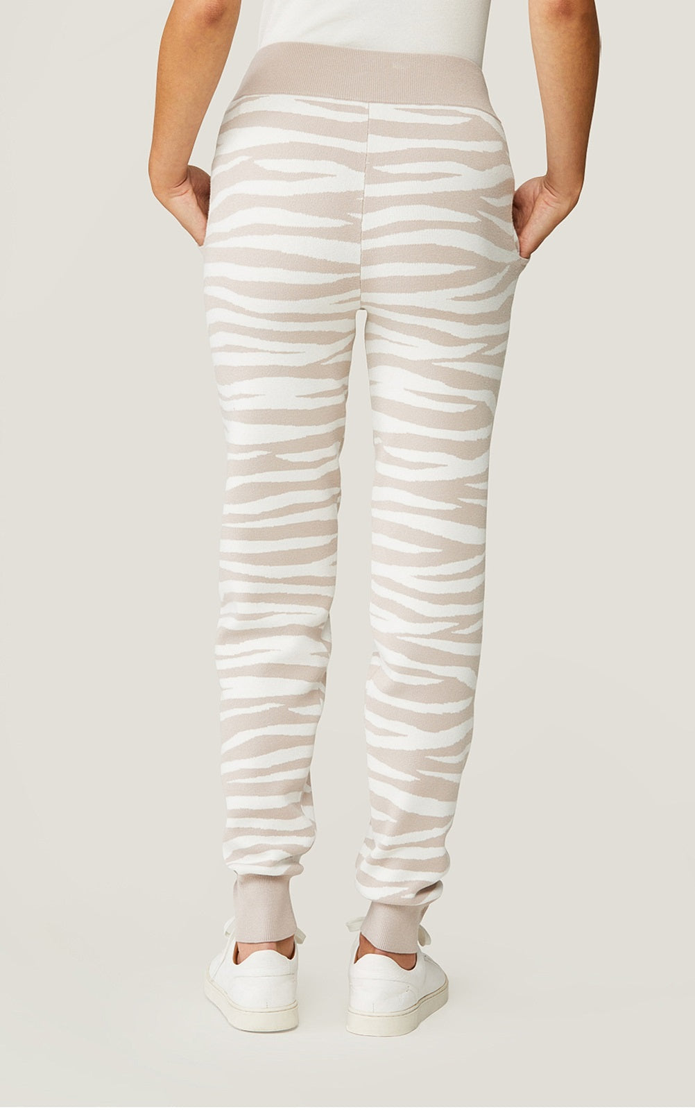 Soia & Kyo - Verona Zebra Print Joggers in Pearl-Off White