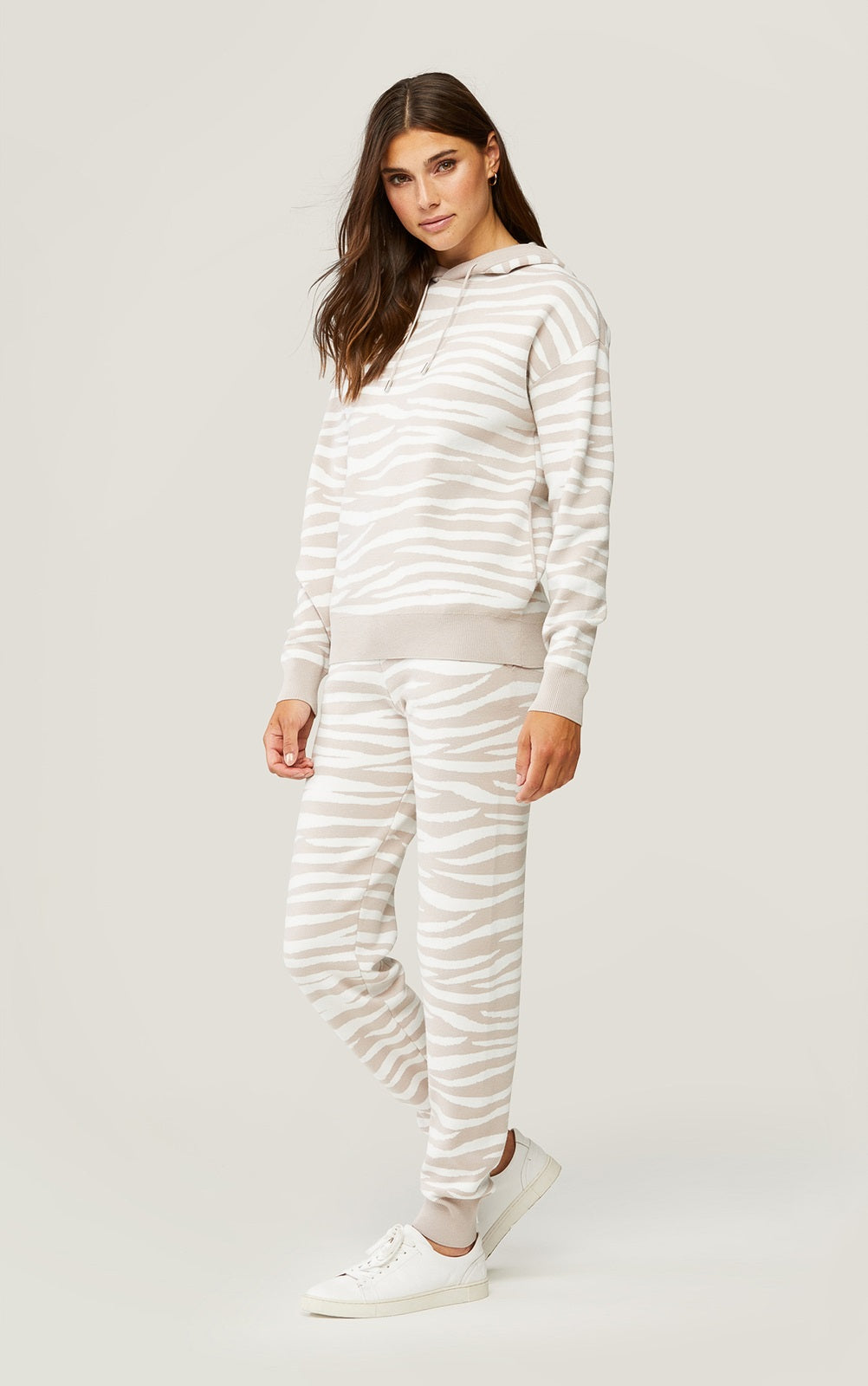 Soia & Kyo - Verona Zebra Print Joggers in Pearl-Off White