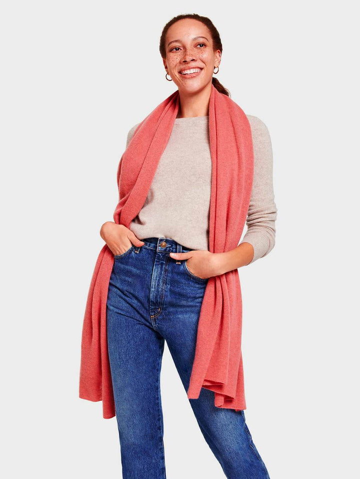 White + Warren - Cashmere Travel Wrap in Pink Opal Heather